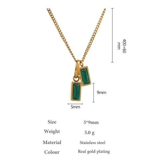 𝅺❗️restocked❗️new Emerald Green Gemstone 18K Gold Plated Necklace - Picture 6 of 16